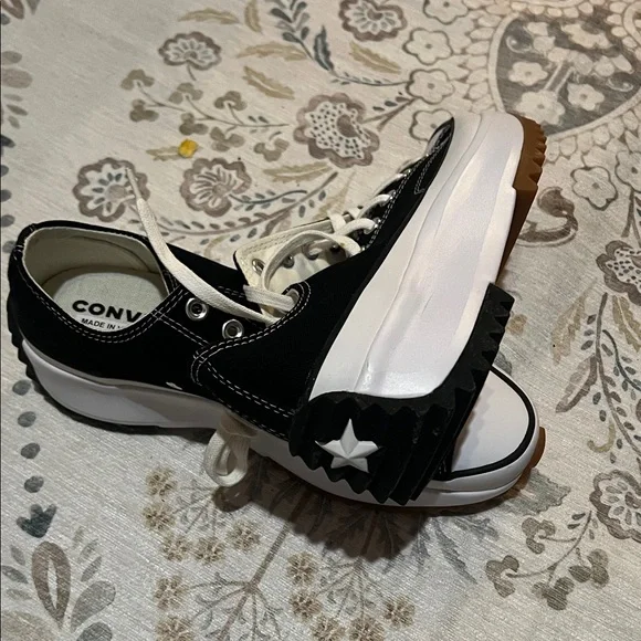 Converse Low Top Canvas Sneakers in Black & White - Picture 5 of 7